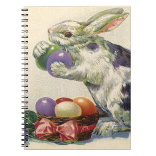 Caderno Espiral Vintage Victorian Easter Bunny, Eggs and Flowers