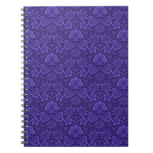 Caderno Espiral Vintage Victorian Indigo Damask Paisley Floral