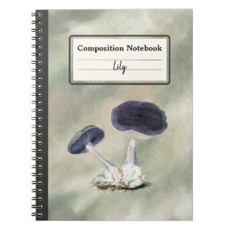Caderno Espiral Vintage Violet Webcap Mushroom Personalizado Comp