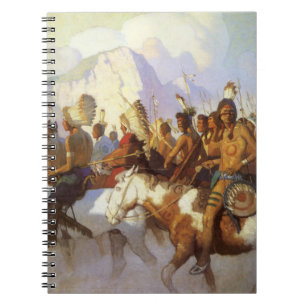 Caderno Espiral Vintage Western Art, Partido da Guerra da Índia po