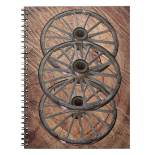 Caderno Espiral Vintage Wooden Wagon Wheels