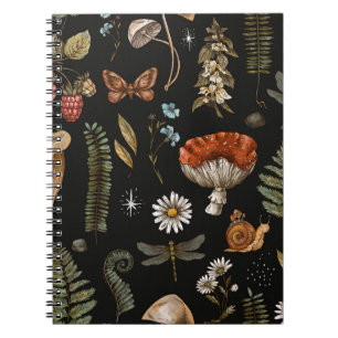 Caderno Espiral Vintage Woodland Natureza sem descontinuidades. Am