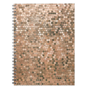 Caderno Espiral Vintagem de mosaico abstrato brilhante com brilho