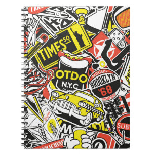 Caderno Espiral Vintagem do abstrato de retalhamento de autocolant