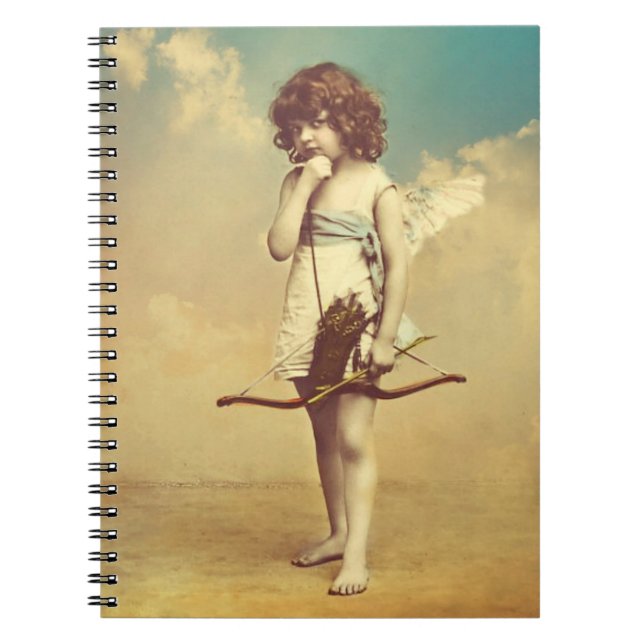 Caderno Espiral Vintate Cupid com Bloco de Fotos Espiral de Seta (Frente)
