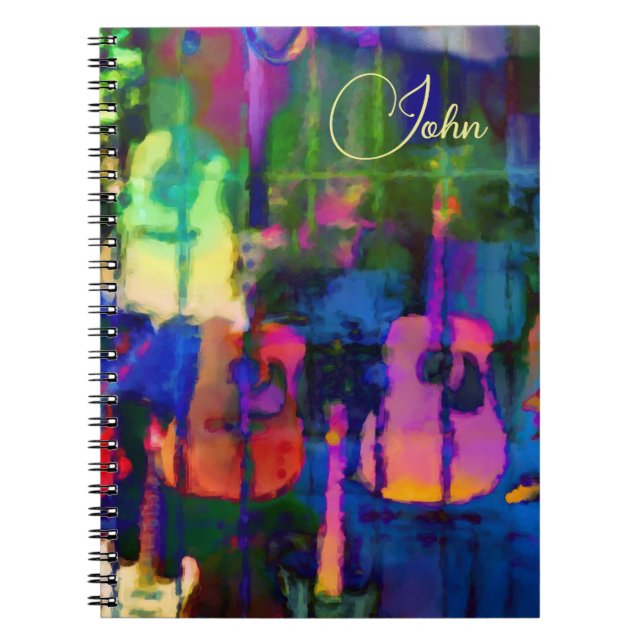 Caderno Espiral Violão das Cores Primárias Modernas (Frente)