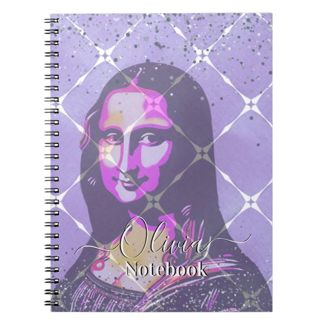 Caderno Espiral Violet Abstract Mona Lisa  (Frente)