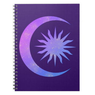 Caderno Espiral Violet Indigo Purple Moon & Sun Zen Dream Diário