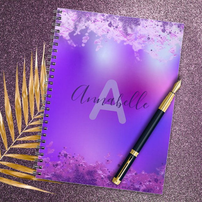 Caderno Espiral Violet Purple Rico Modern Glam Personalizado (Criador carregado)