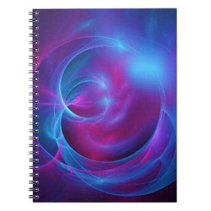 Caderno Espiral Violeta Azul e Cosmic Rosa Fractal Suave