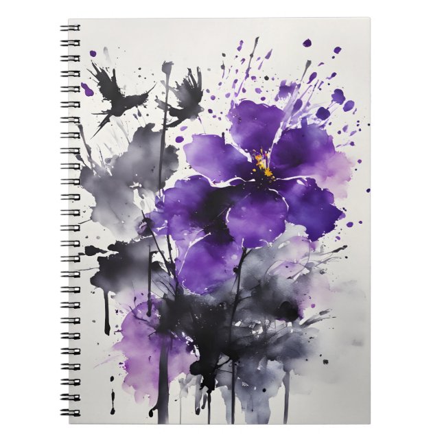 Caderno Espiral Violetta - Flores aquarela (Frente)