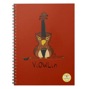 Caderno Espiral Violin Cute Musical Kids Owl