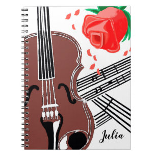 Caderno Espiral Violino com notebook personalizado de música Rosa