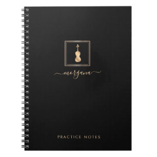 Caderno Espiral Violino Dourado Escrita Elegante Músico