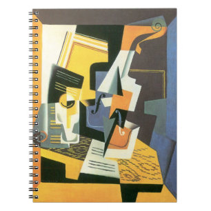 Caderno Espiral Violino e vidro por Juan Gris, Cubismo Vintage