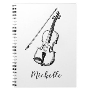 Caderno Espiral Violino musical vintage personalizado