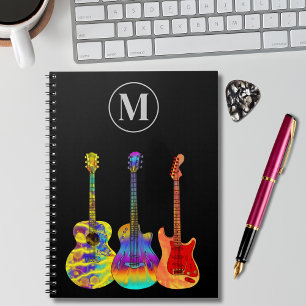Caderno Espiral Violões elétricos coloridos personalizados