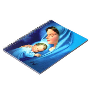 Caderno Espiral Virgem Abençoada Maria com Jesus Bebê