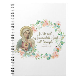 Caderno Espiral Virgem Abençoada Mary Fatima Religiosa Católica