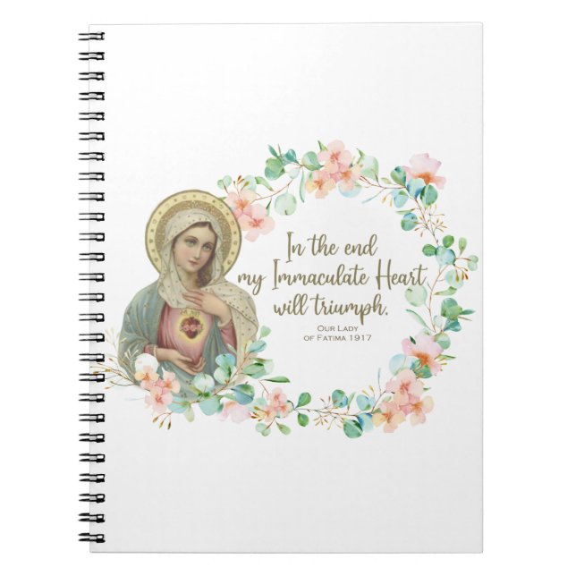 Caderno Espiral Virgem Abençoada Mary Fatima Religiosa Católica (Frente)