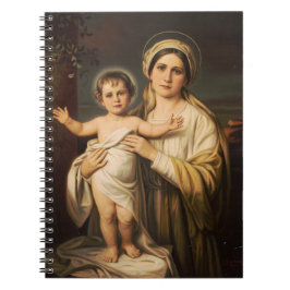 Caderno Espiral Virgem Maria segurando Jesus bebê