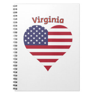 Caderno Espiral Virginia American Flag Heart