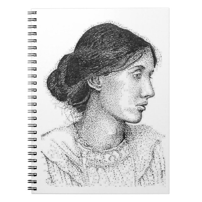 Caderno Espiral Virginia Woolf Ink Drawing ... DIÁRIO (Frente)