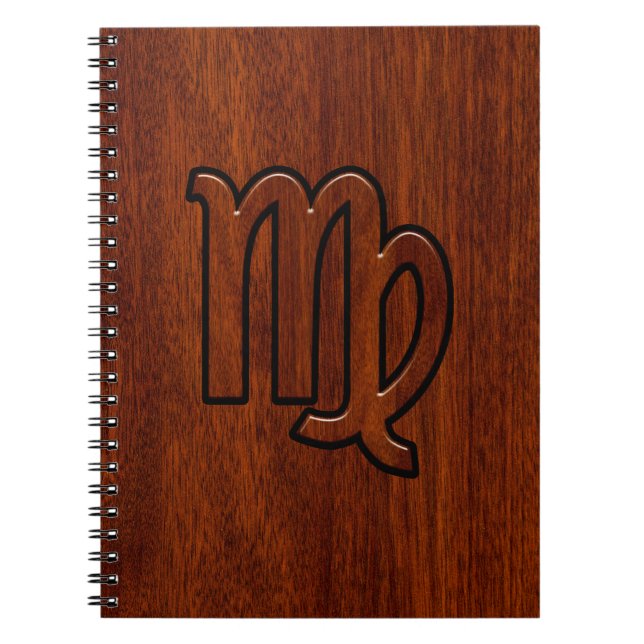 Caderno Espiral Virgo Zodiac - Sinal de decor ao estilo da madeira (Frente)