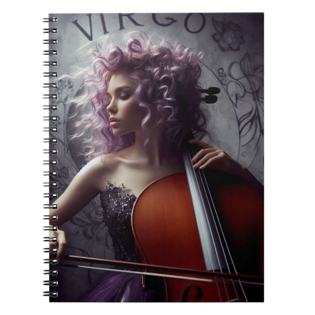Caderno Espiral Virgo Zodiat Músico Cello (Frente)