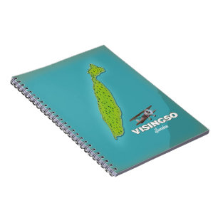 Caderno Espiral Visingsö Suécia mapa antigo pôster de viagem.