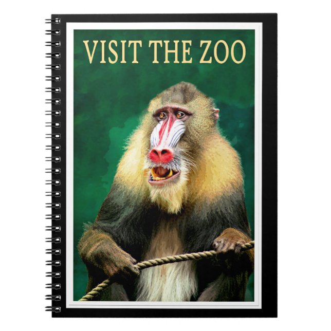 Caderno Espiral Visit the Zoo, vintage travel poster (Frente)