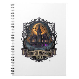 Caderno Espiral Visitas à Mansão Assombrada Halloween Casa Gótica
