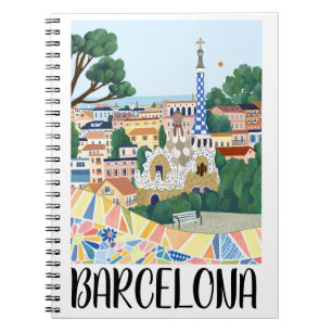 Caderno Espiral Vista Colorida da Cidade da Espanha de Barcelona