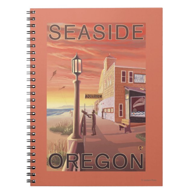 Caderno Espiral Vista de Aquário de Oregon (Frente)