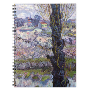 Caderno Espiral Vista de Arles Jardim Florido de Van Gogh