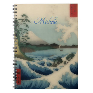 Caderno Espiral Vista do mar japonês - adicionar nome