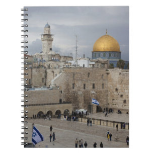Caderno Espiral Vista do Western Wall Plaza, tarde