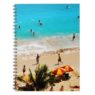 Caderno Espiral Vista Elevada da Cena da Praia de Waikiki, Honolul