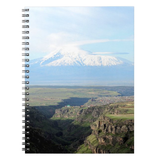 Caderno Espiral Vista na montanha Ararat do lado armênio (Frente)