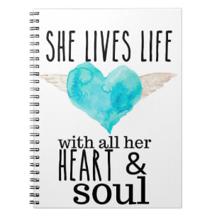 Caderno Espiral Viva a vida com Diário de Coração e Alma para ela