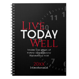 Caderno Espiral VIVA HOJE BEM   Ephesianos 5:16 Verso Bíblia