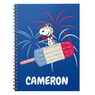 Caderno Espiral Voando Ace Snoopy na Pop de gelo