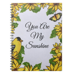 Caderno Espiral Você É O Meu Pássaro Girassol Feliz