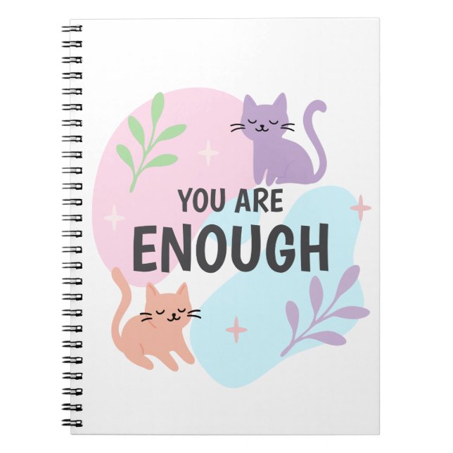 Caderno Espiral Você É Suficiente gato Afirmação (Frente)