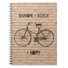 Caderno Espiral Você mais a bicicleta iguala o bege de madeira