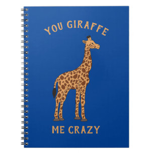 Caderno Espiral Você Me Deixa Louco Girafa Engraçado Animais de Zo
