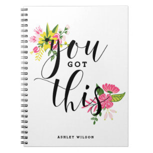 Caderno Espiral Você obteve esta caligrafia moderna floral
