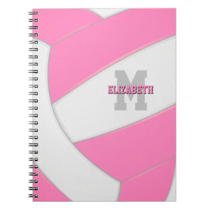 Caderno Espiral vôlei branca rosa personalizada