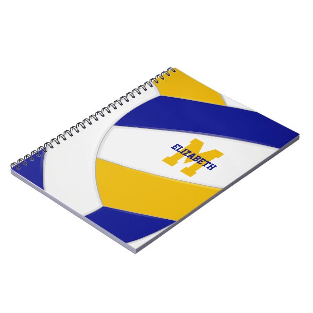 Caderno Espiral vôlei de ouro azul personalizado feminino meninos (Left Side)