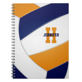 Caderno Espiral Vôlei marinho-laranja
